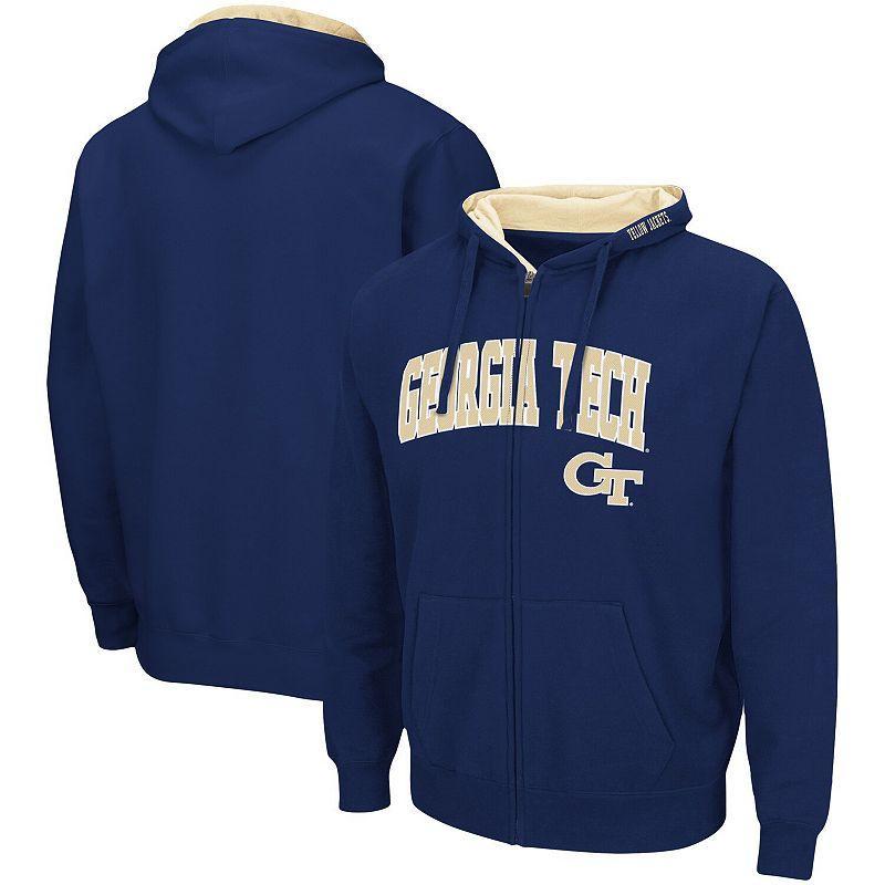 Mens Colosseum Navy Georgia Tech Yellow Jackets Arch & Logo 3.0 Full-Zip Hoodie Blue Product Image