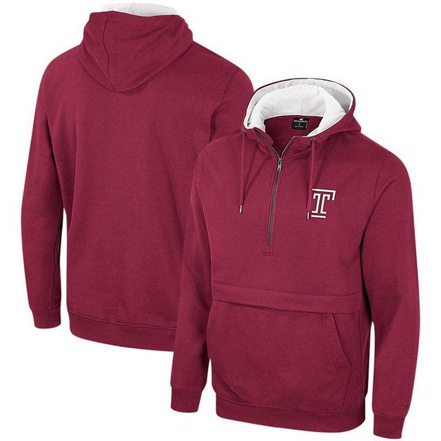 Mens Colosseum Garnet Temple Owls Team Half-Zip Pullover Hoodie Product Image