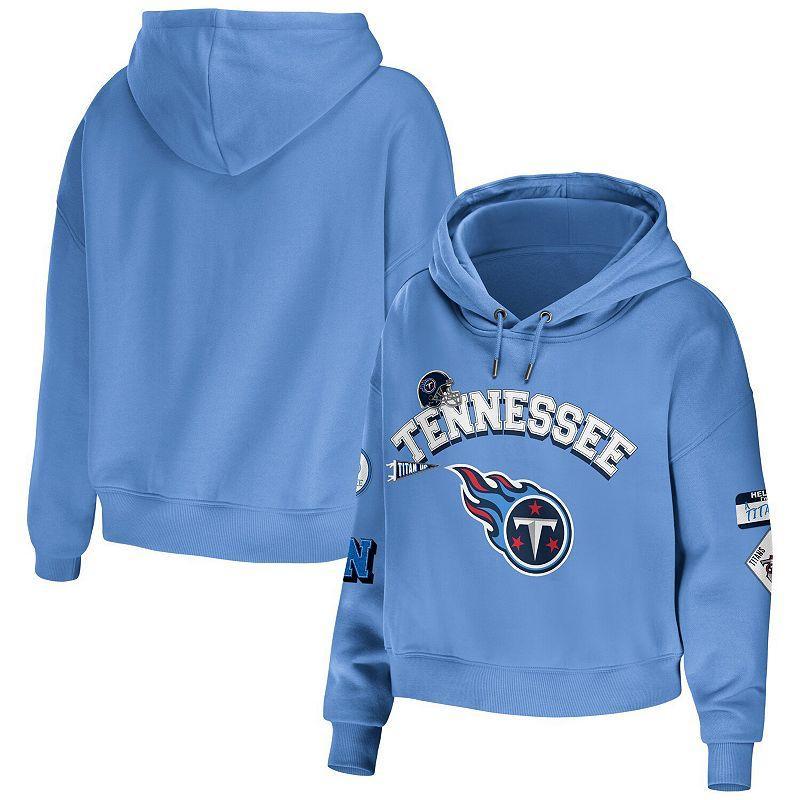 Womens WEAR by Erin Andrews Blue Tennessee Titans Modest Cropped Pullover Hoodie Product Image