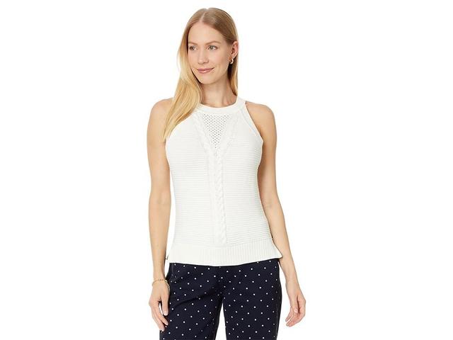 Tommy Hilfiger Sleeveless Cable Halter Sweater (Sand) Women's Sweater Product Image