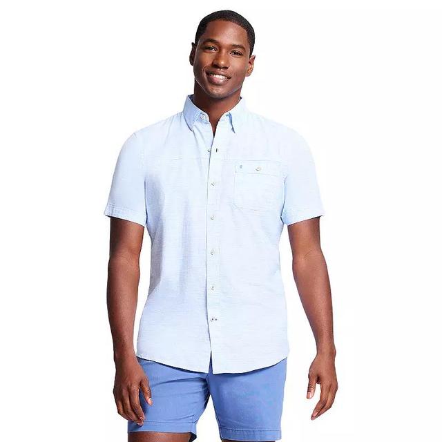 Mens IZOD Saltwater Dockside Chambray Short Sleeve Button-Down Shirt Product Image