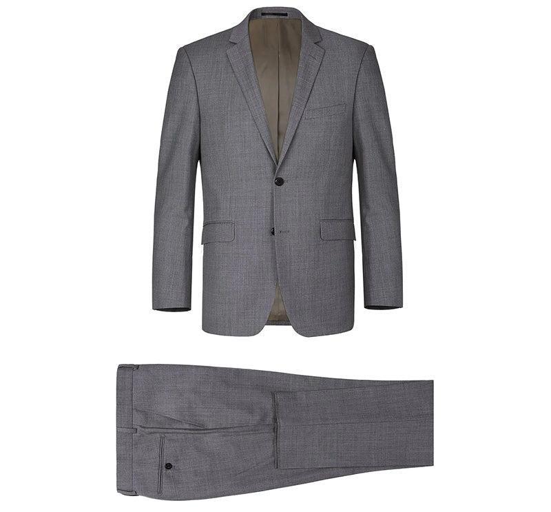 Bevagna Collection - Gray 100% Virgin Wool Regular Fit Pick Stitched 2 Piece Suit Product Image