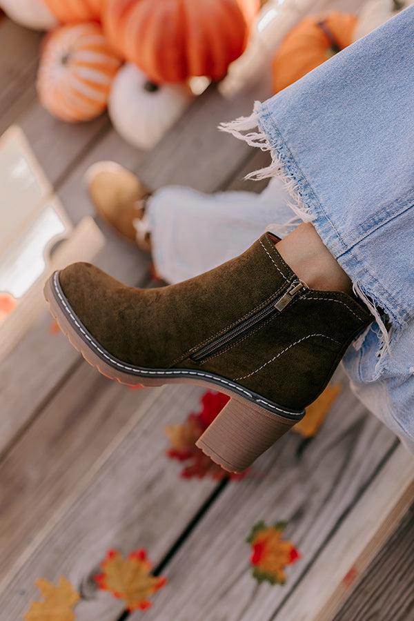 The Khloe Faux Suede Bootie in Brown Product Image