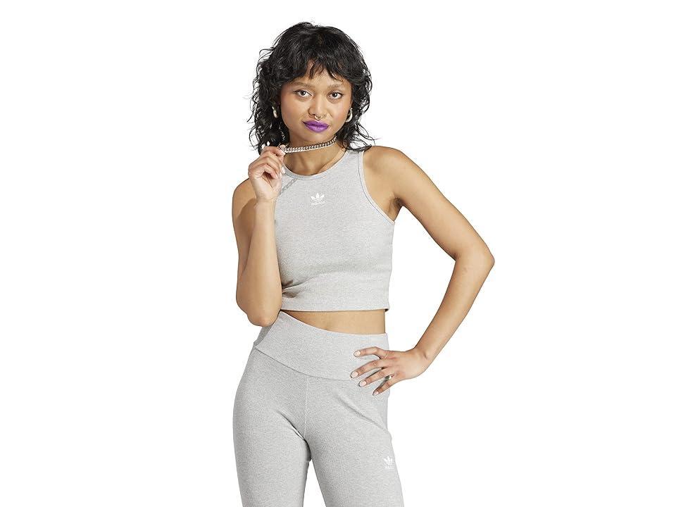 adidas Originals Essentials Rib Tank Top (Medium Grey Heather) Women's Clothing Product Image