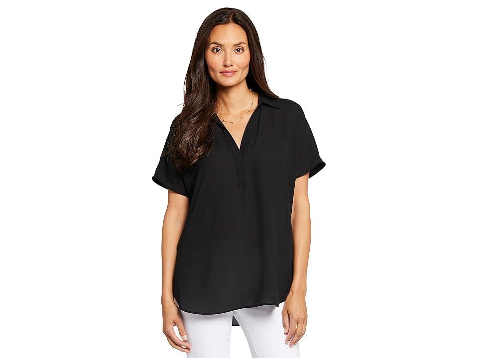 NYDJ Short Sleeve Becky Blouse (Optic ) Women's Clothing Product Image