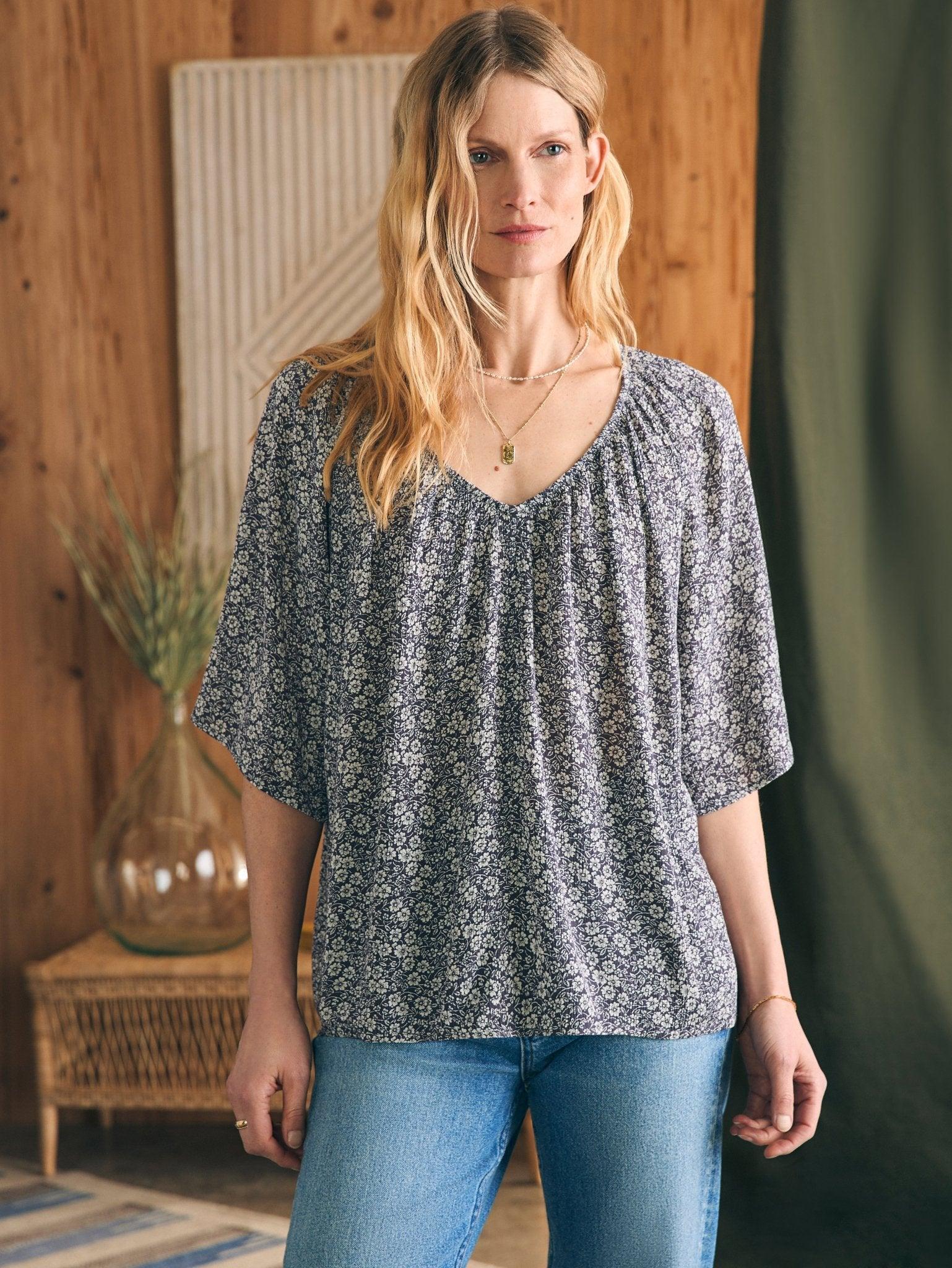 Amira Top - Navy Ditsy Floral Female Product Image