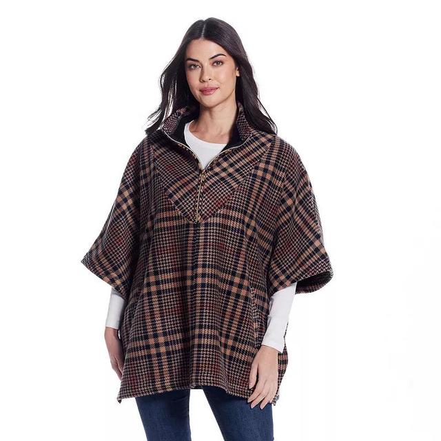 Womens Weathercast Zip Fleece Poncho, Blue Houndsto Product Image