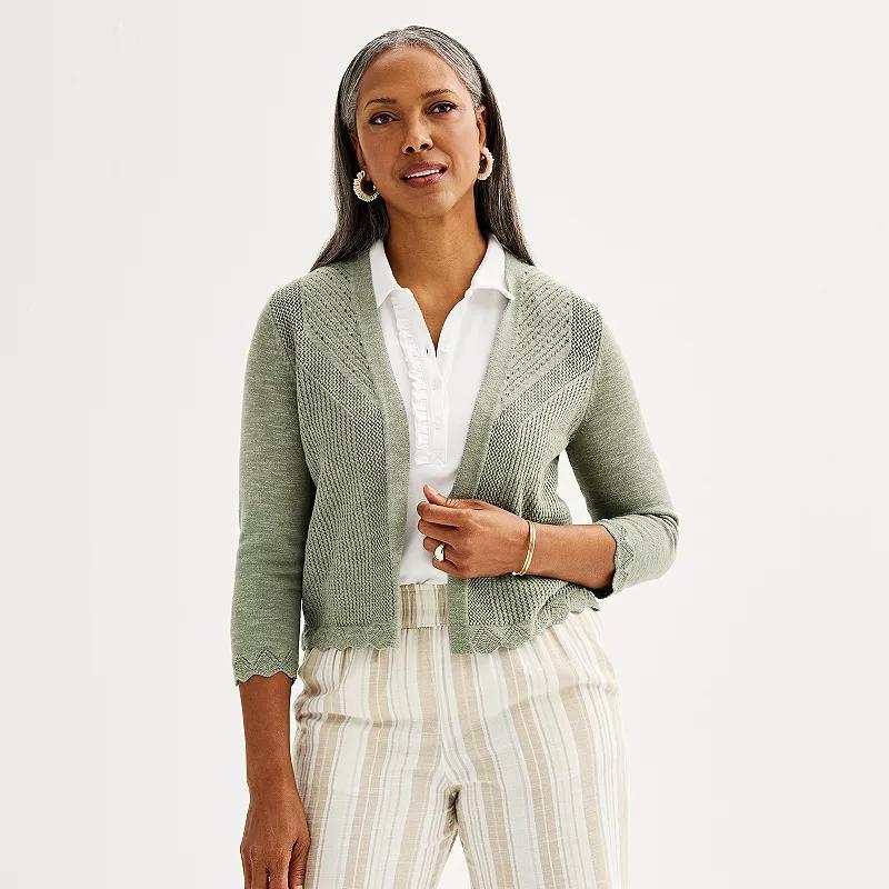 Womens Croft & Barrow Open Front Pointelle Cardigan Product Image