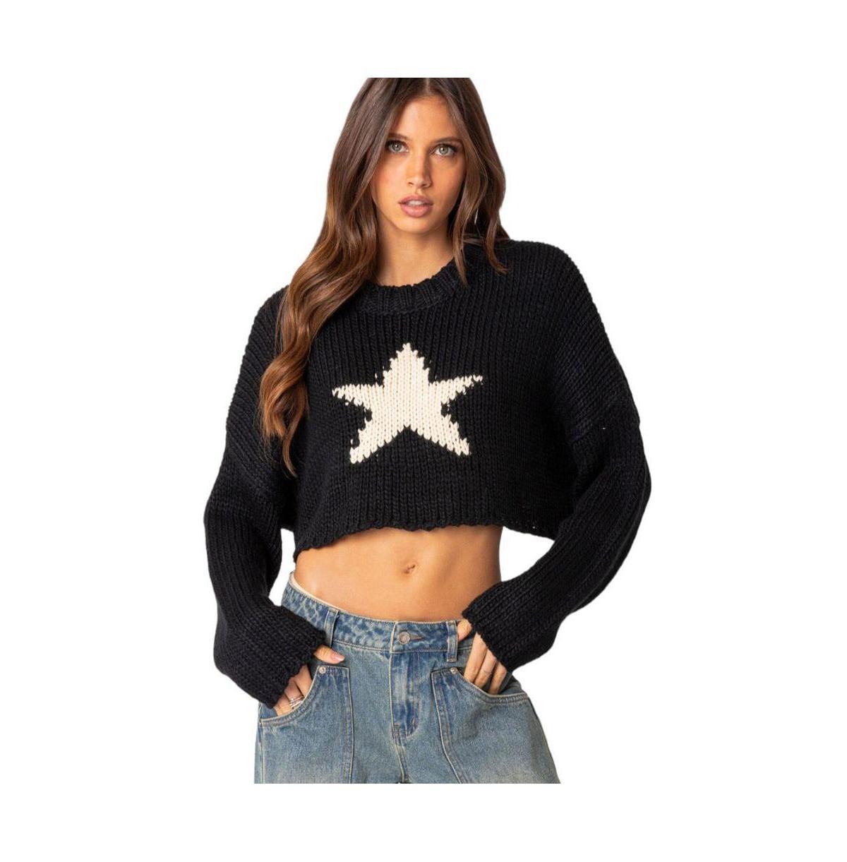 Edikted Mega Star Cropped Sweater Product Image