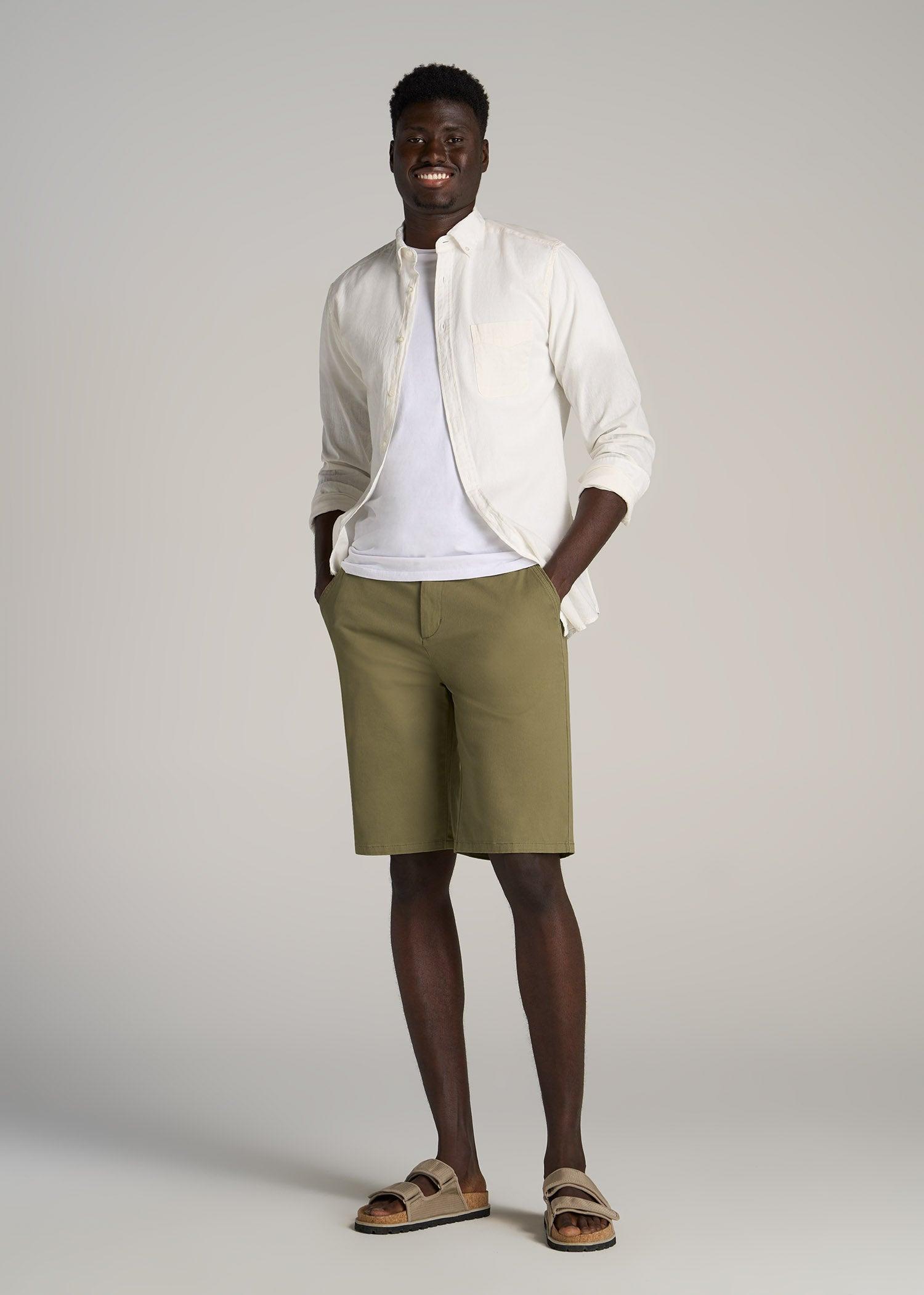 Chino Shorts for Tall Men in Fatigue Green Product Image