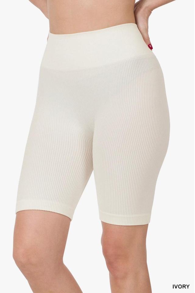 Seamless Ribbed High Waist Biker Shorts Product Image