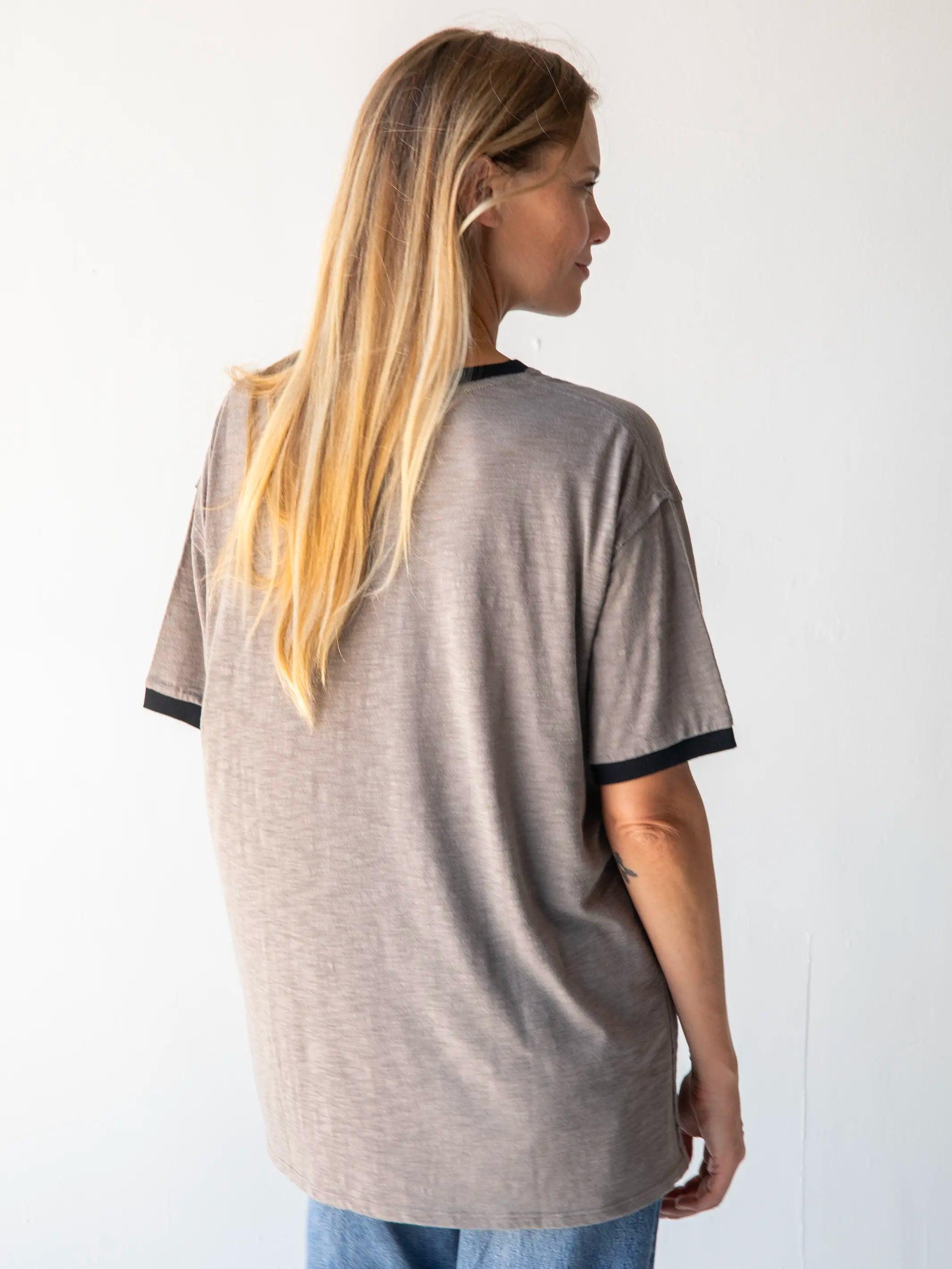 Ringer Oversized Tee Shirt - Take The Trail Product Image