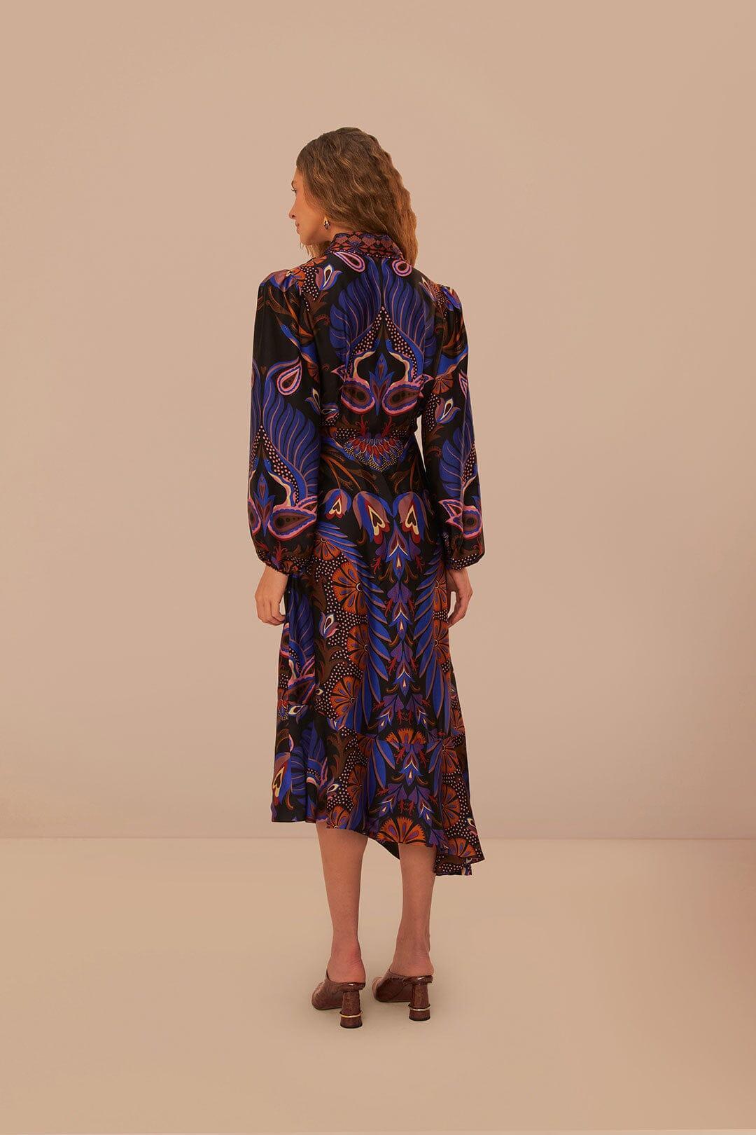 Heart Forest Black Long Sleeve Midi Dress, HEART FOREST BLACK / M Product Image