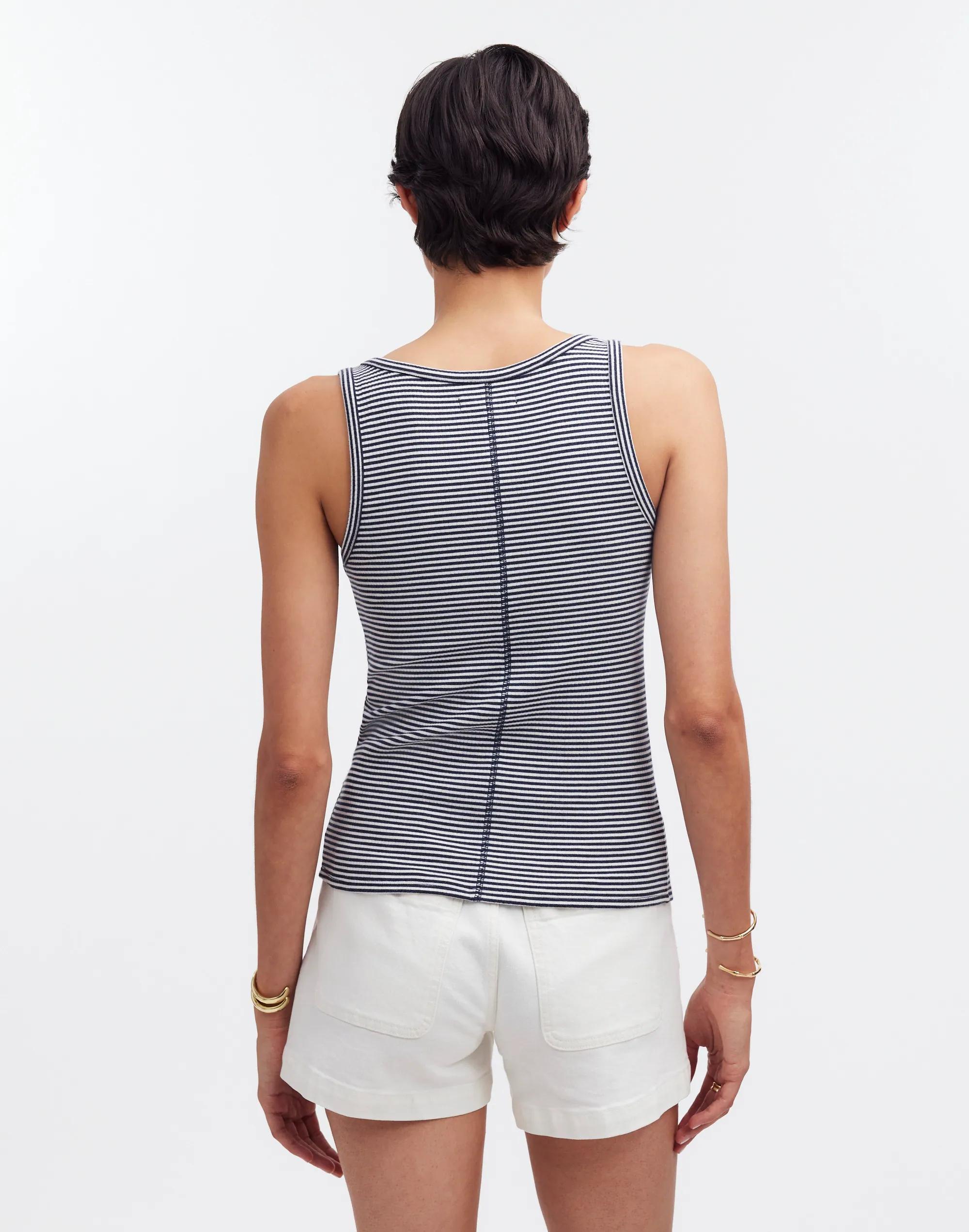 Drapey Rib Tank in Stripe Product Image