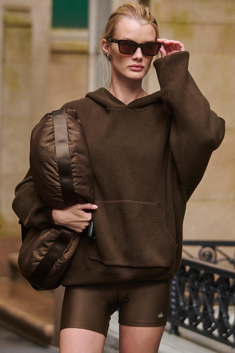 Scholar Hooded Sweater - Espresso Female Product Image