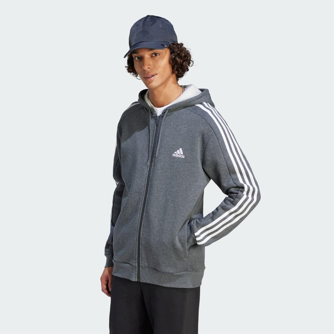 Mens adidas Sportswear Essentials Fleece 3-Stripes Full-Zip Hoodie Product Image