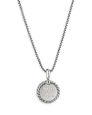 Womens M Initial Charm Necklace in Sterling Silver Product Image