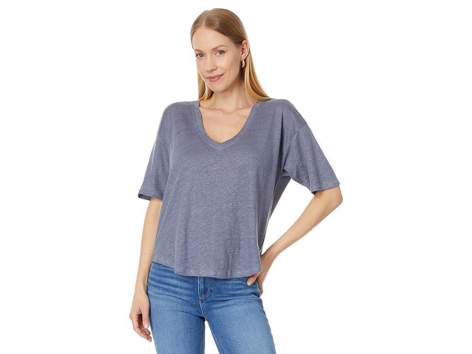 Faherty Linen V Neck Tee (Folkstone) Women's Clothing Product Image