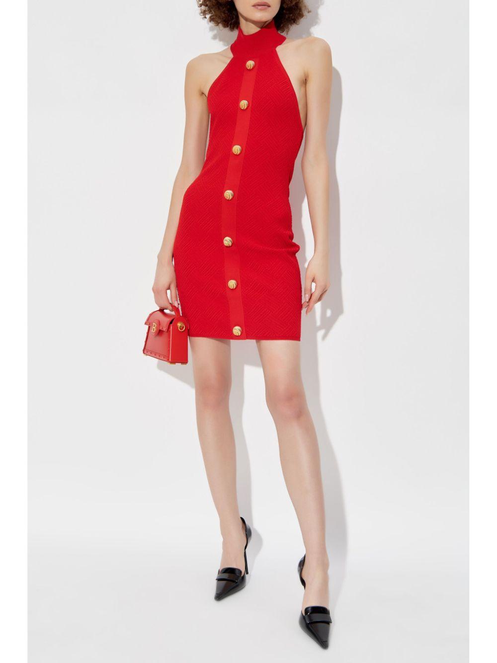 BALMAIN Red Halter Neck Minidress Product Image