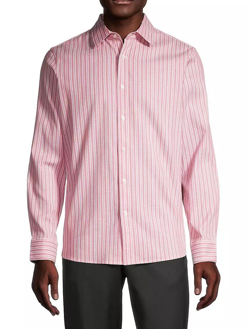 Striped Cotton Button-Front Shirt Product Image