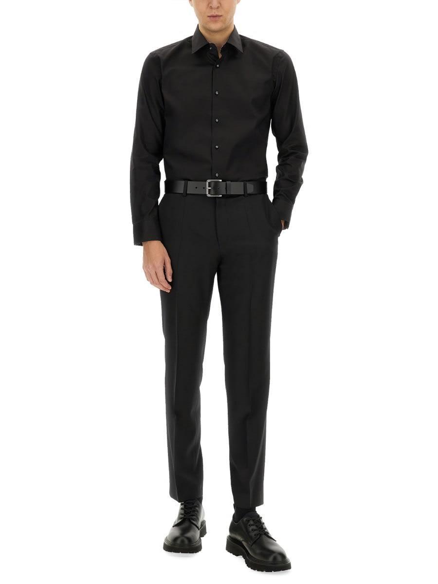 HUGO BOSS Regular Fit Cotton Poplin Shirt In Black Product Image