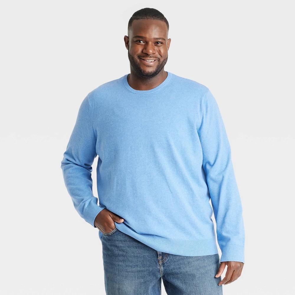 Mens Big & Tall Soft Knit Crewneck Pullover Sweater - Goodfellow & Co Blue 3XLT Product Image