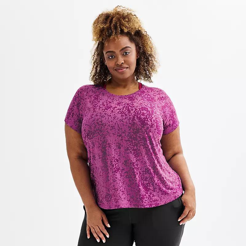 Plus Size Tek Gear Core Raglan Tee, Womens Pink Burnout Product Image