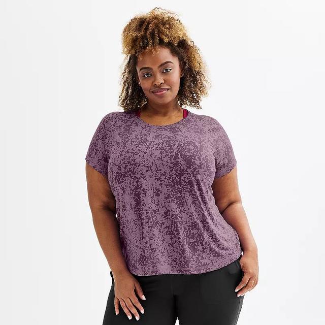 Plus Size Tek Gear Core Raglan Tee, Womens Red Burnout Product Image