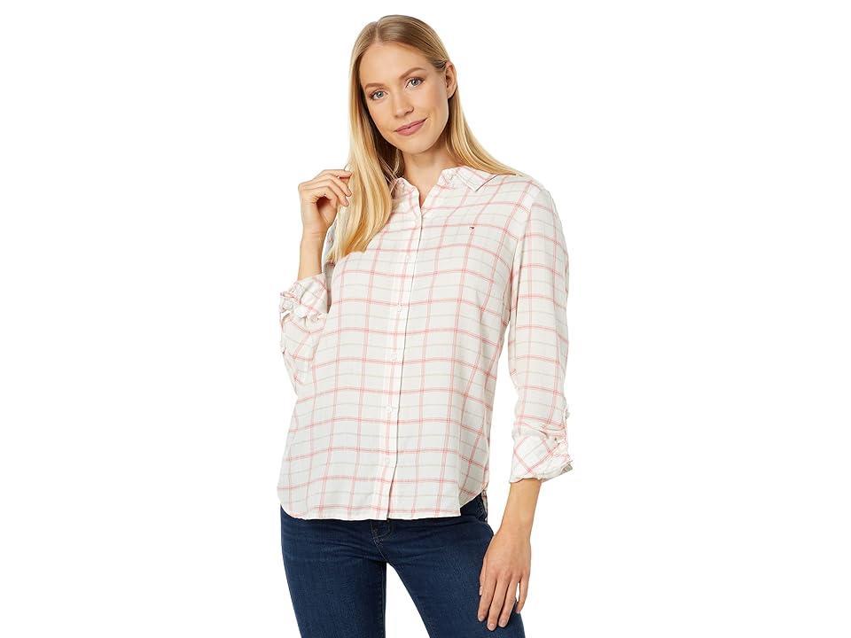 Tommy Hilfiger Womens Plaid Roll-Tab Button Shirt Product Image