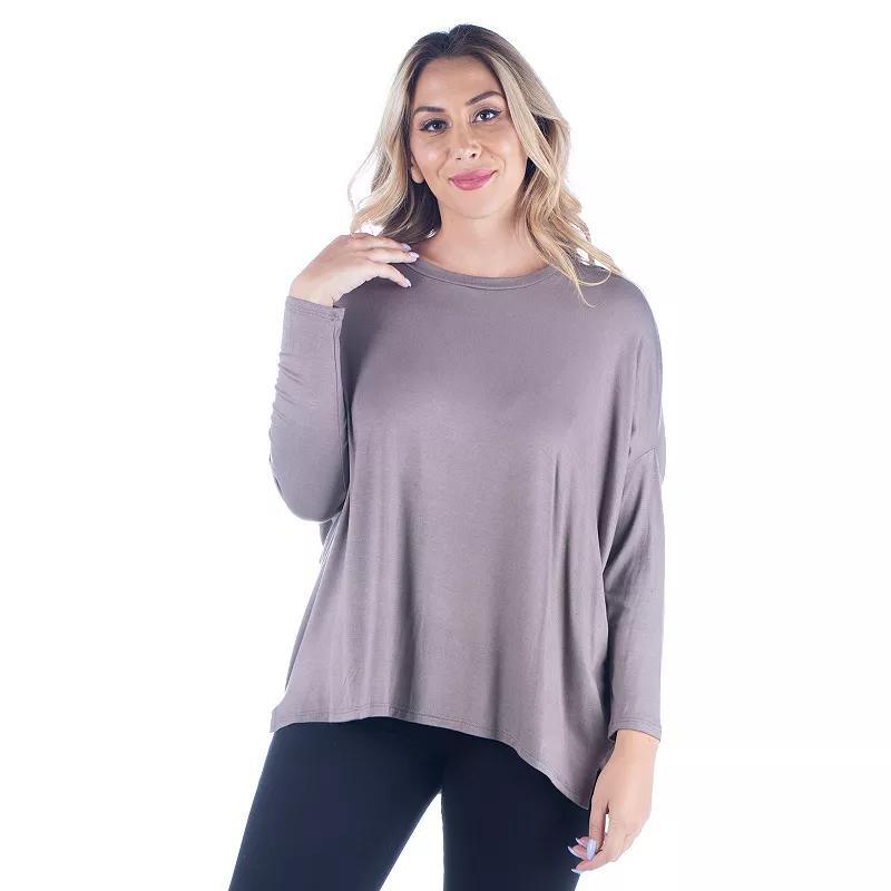 Plus Size 24Seven Comfort Apparel Oversized Long Sleeve Dolman Top, Womens Green Product Image