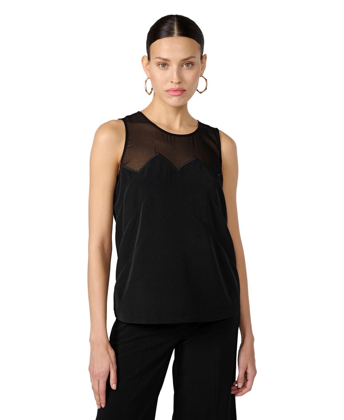 Women's Mixed-Media Sleeveless Top Product Image