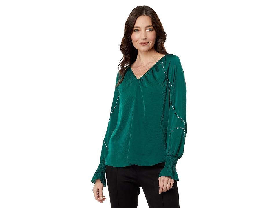 Vince Camuto Bead Detail Hammered Satin Top Product Image