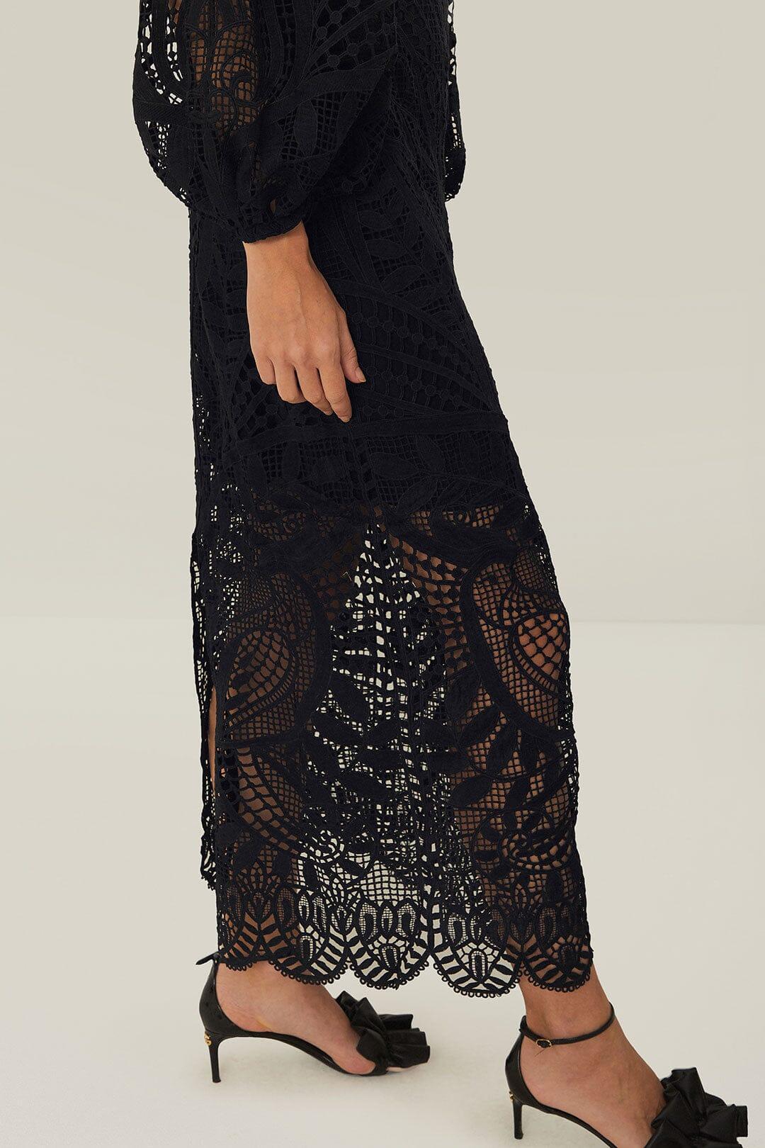 Black Nature Guipure Midi Dress Product Image