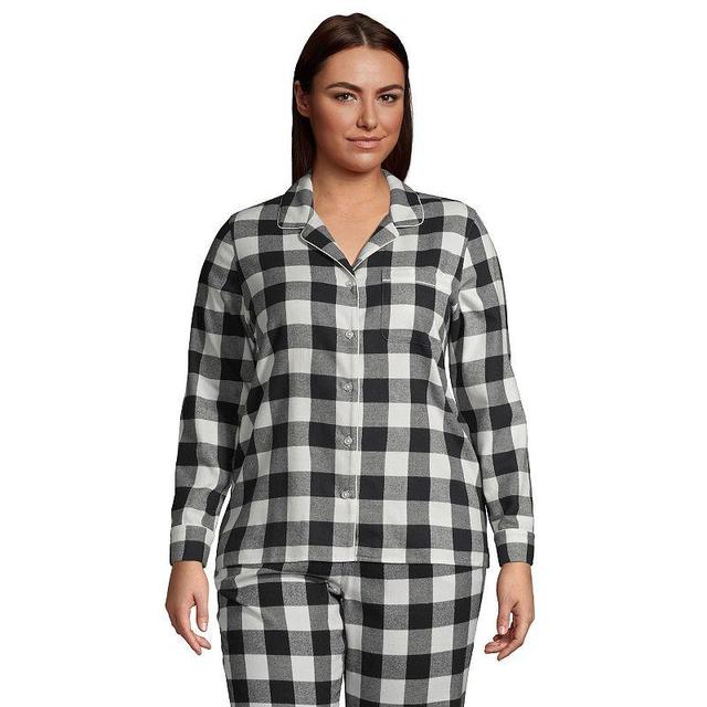 Plus Size Lands End Long Sleeve Flannel Pajama Top, Womens Product Image