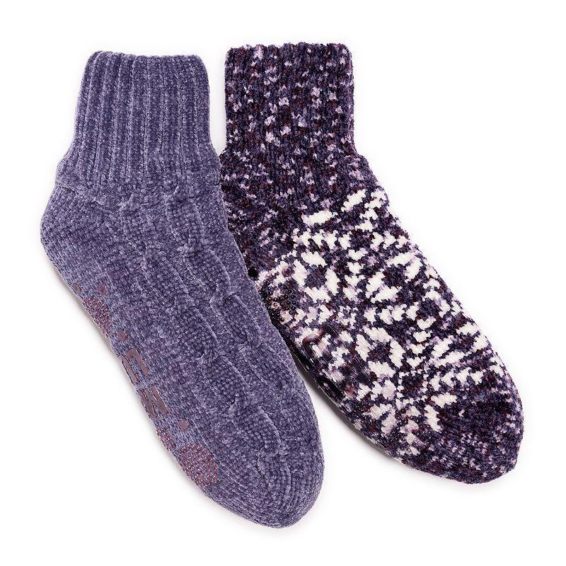 MUK LUKS Womens 2-Pack Chenille Cabin Socks Purple Product Image