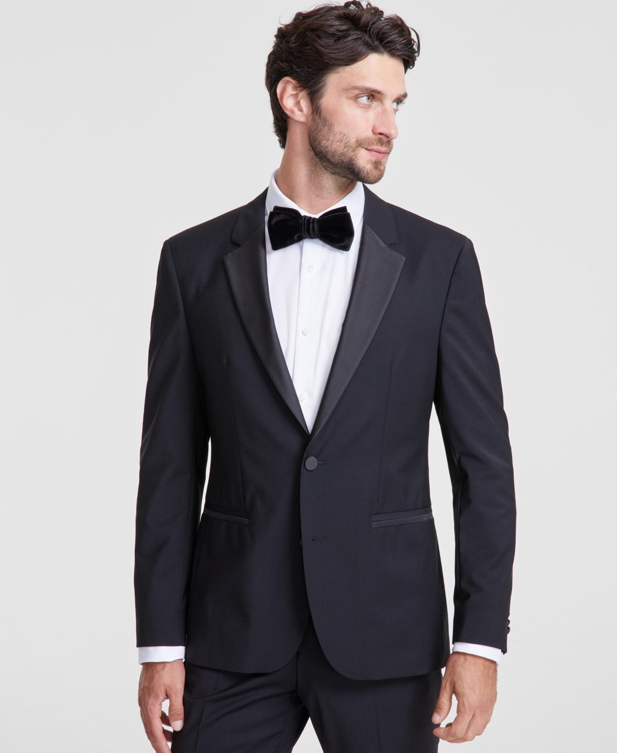 HUGO BOSS Hugo By  Men's Modern-fit Wool Blend Super Flex Stretch Tuxedo Jacket In Black Product Image