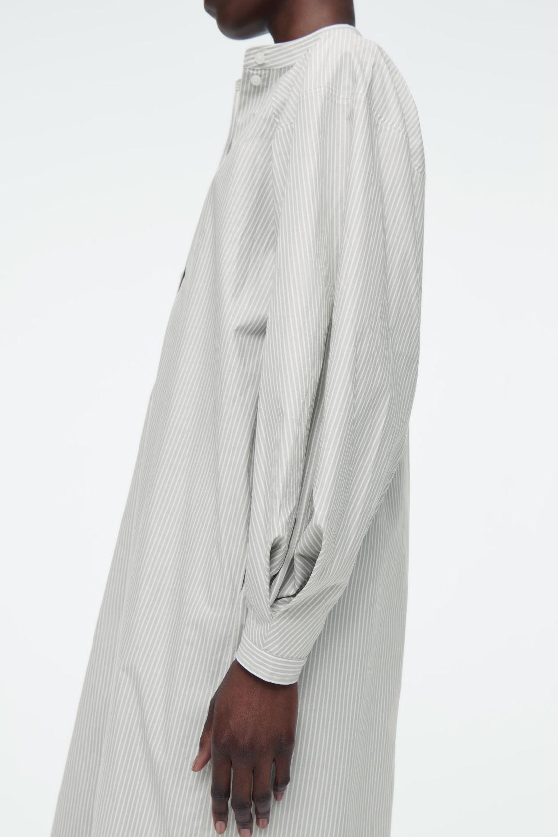 GRANDAD-COLLAR MIDI SHIRT DRESS Product Image