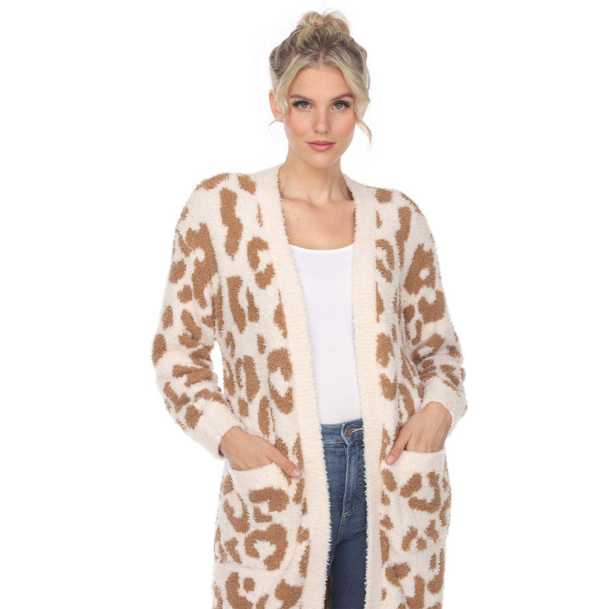 Women's Leopard Print Open Front Sherpa Coat Product Image