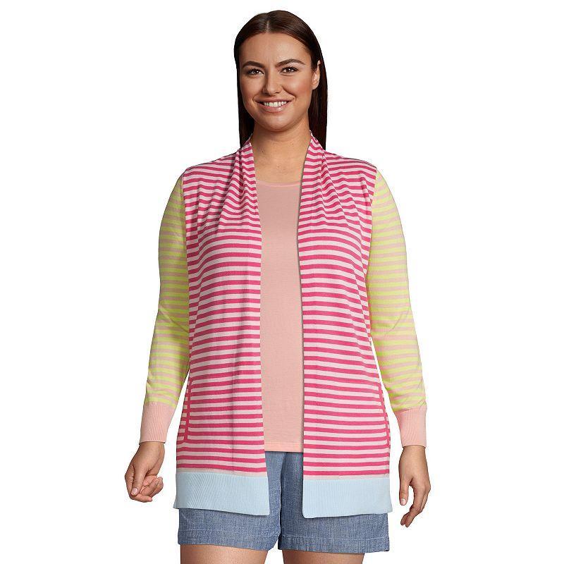 Plus Size Lands End Draped Open-Front Long Cardigan Sweater, Womens Product Image