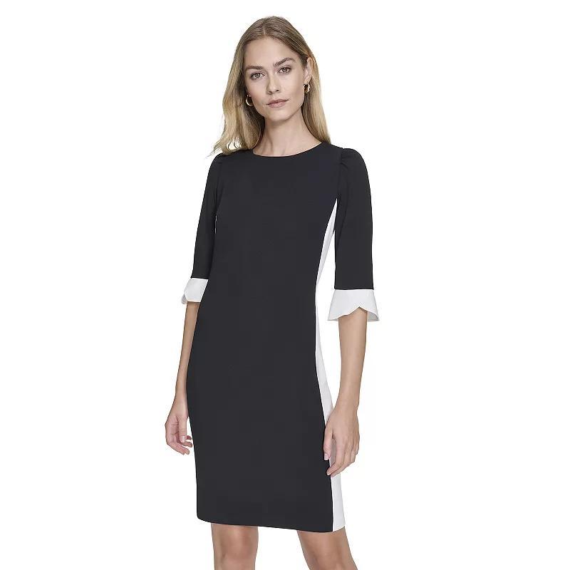 Womens Andrew Marc Quarter Sleeve Crew Neck Sheath Dress Product Image