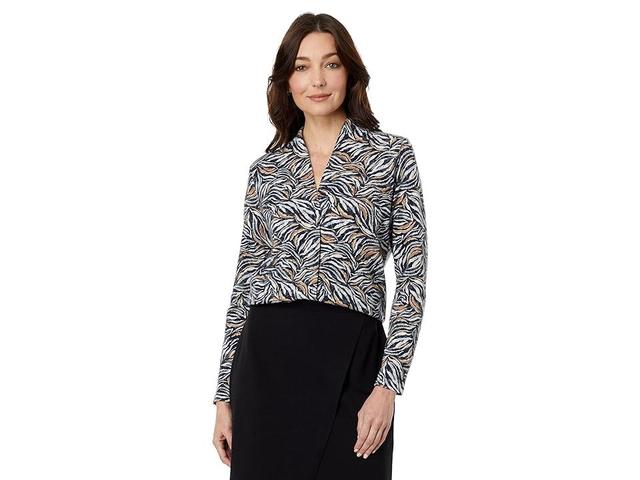 NIC+ZOE Forest Fern Top (Grey Multi) Women's Clothing Product Image