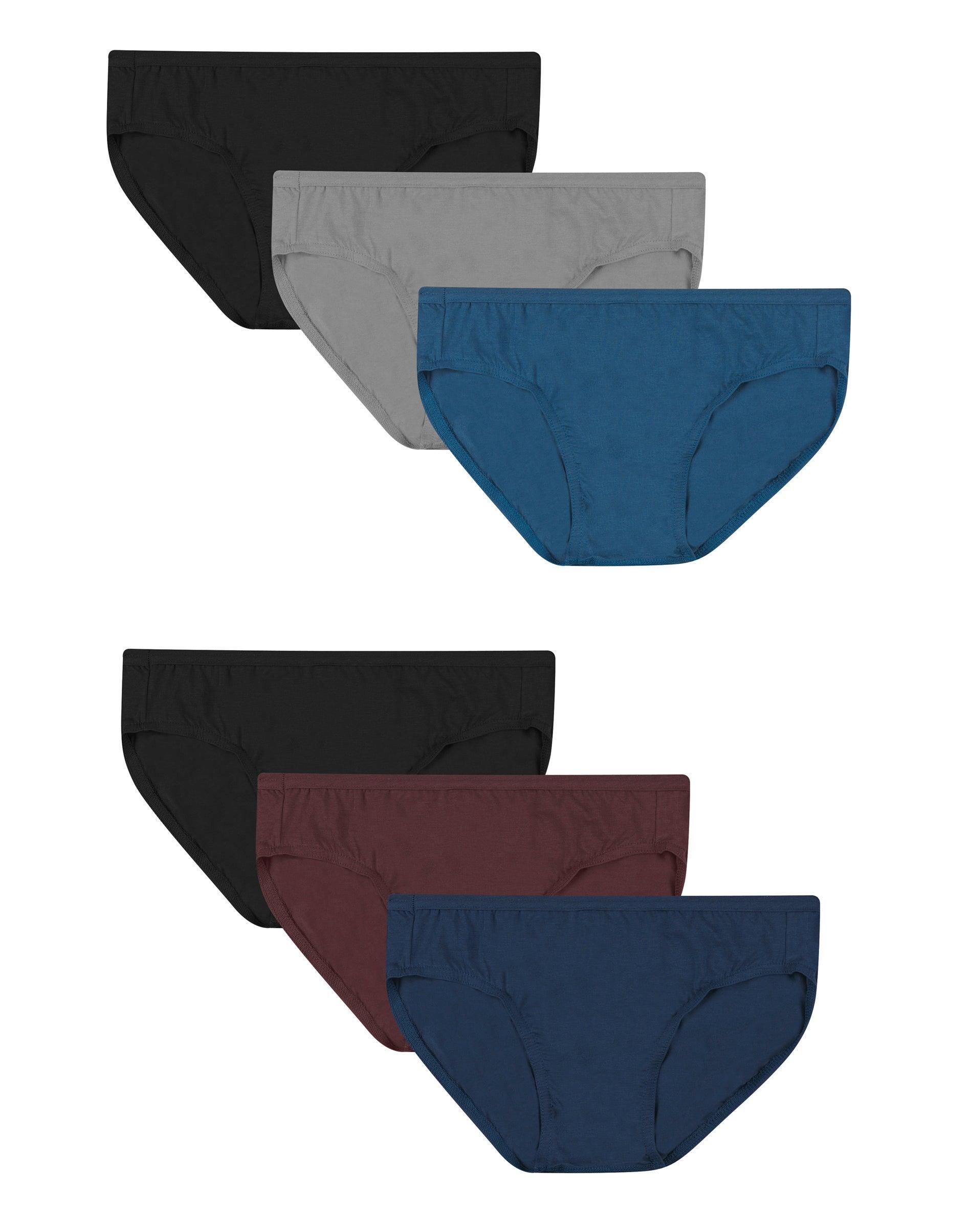 Hanes Mens Bikini Underwear, Ultra Soft Cotton Stretch, 6-Pack Assorted 2XL Product Image