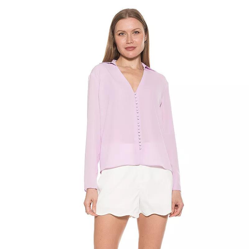 Womens ALEXIA ADMOR Lori Long Sleeve V-Neck Shirt Product Image