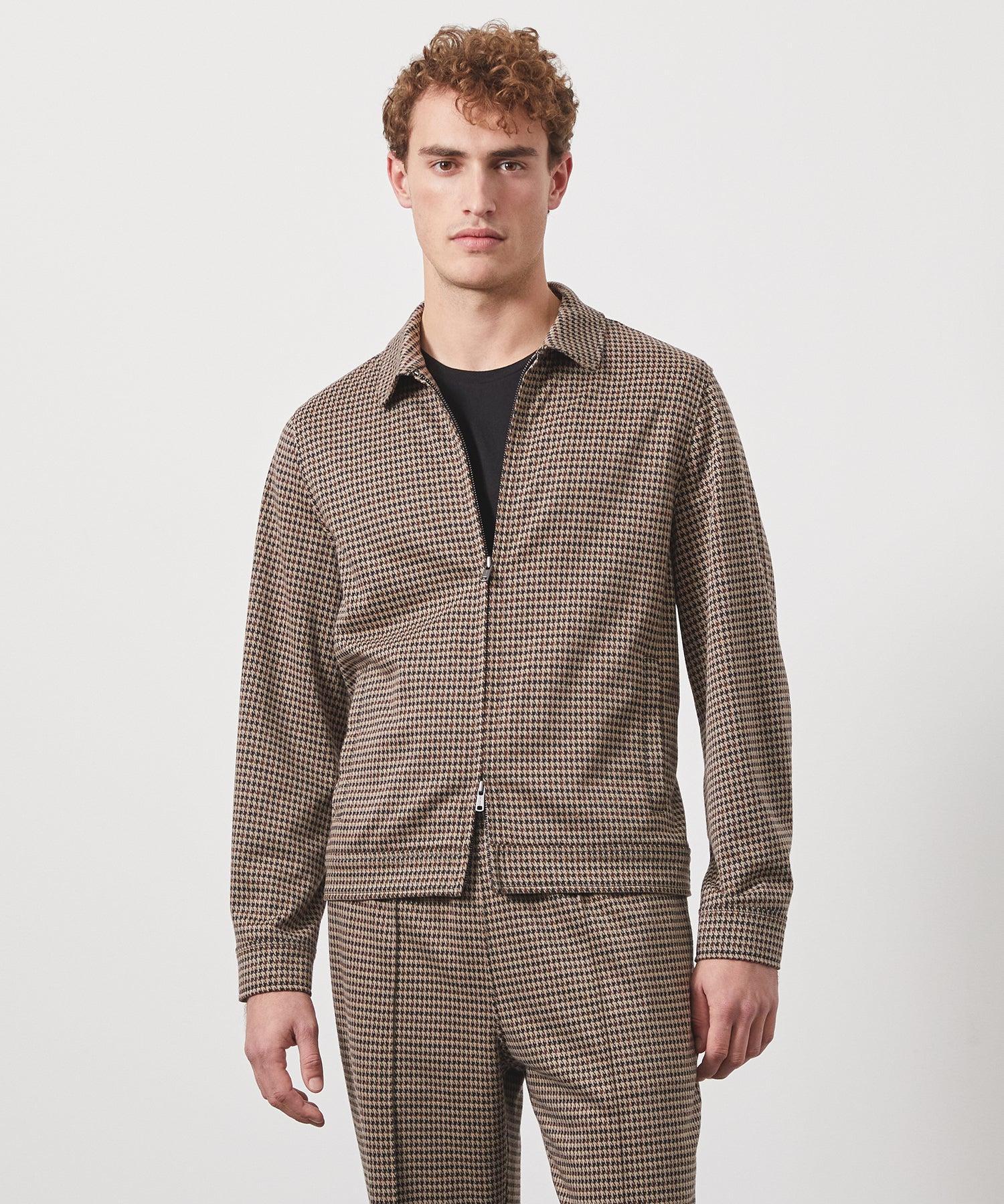 Houndstooth Zip Jacket in Dark Wheat Product Image