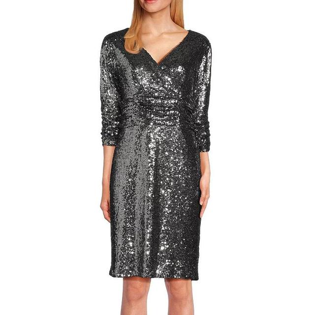 Womens Focus By Shani V-Neck Sequin Dress Product Image