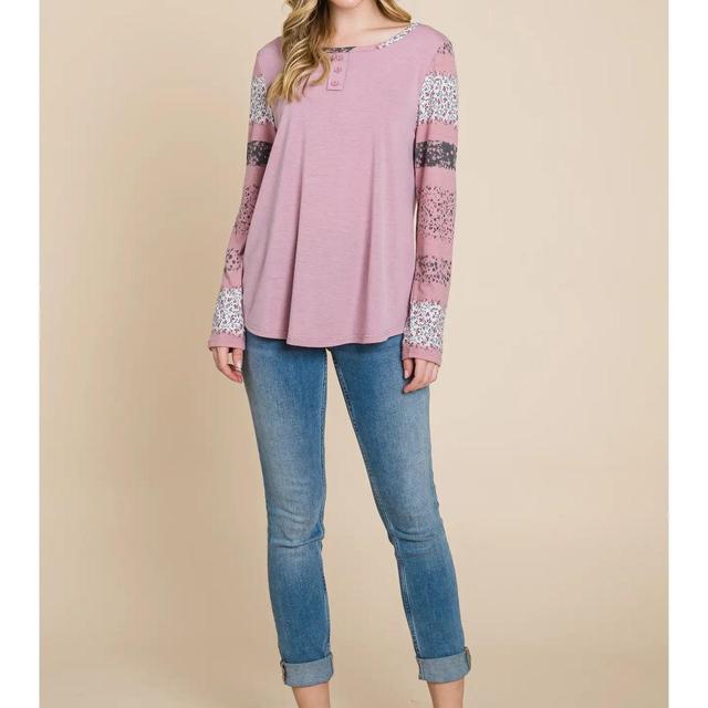 Long Sleeve Stripe Floral Shirt Product Image