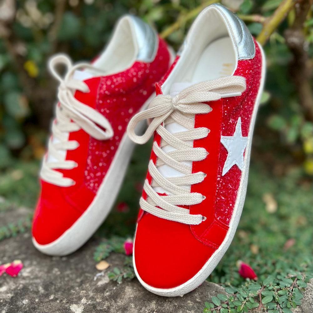 Red Glazed Star Sneakers Product Image