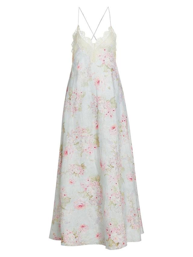 Womens Halliday Floral Linen A-Line Maxi Dress Product Image