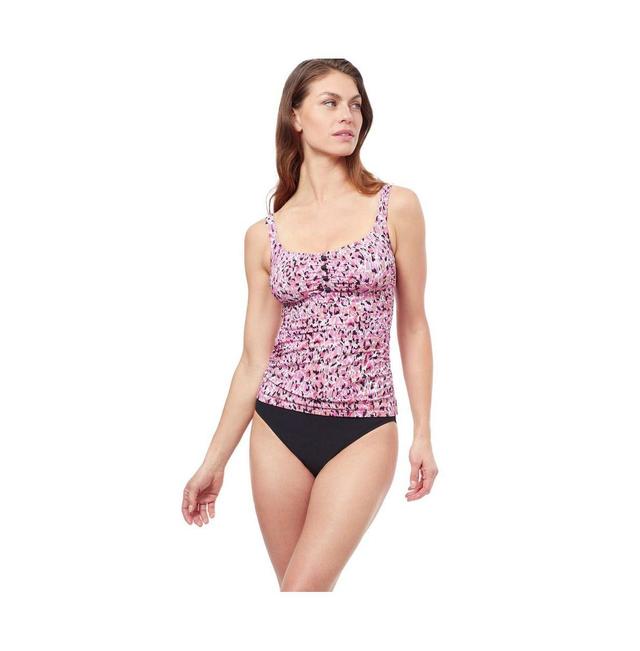 Profile by Gottex Womens Pretty Wild D Cup Square Neck Tankini swim top - Multi Product Image