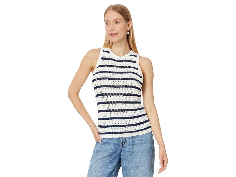 Madewell Crochet-Knit Crewneck Sweater Tank in Stripe (Bright Ivory Stripe) Women's Sweater Product Image